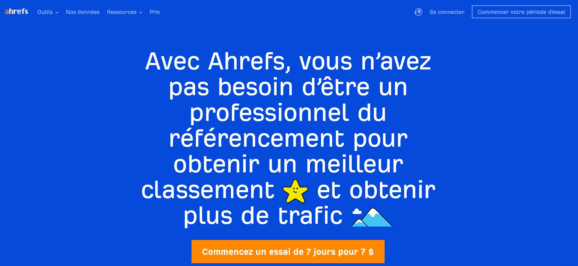 Tableau de bord Ahrefs Site Explorer avec backlinks et trafic organique