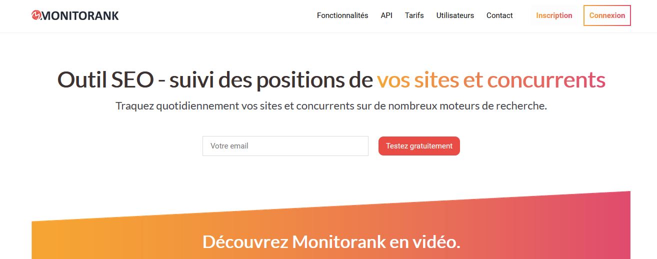 Tableau de bord Monitorank avec suivi de positions Google et alertes par mot-clé
